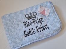 Load image into Gallery viewer, Blue Rosebud blanket NAME ONLY
