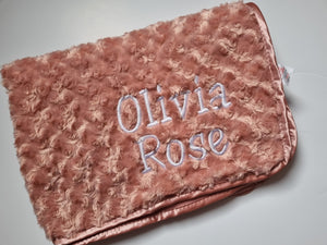 Rose gold fluffy blanket birth details