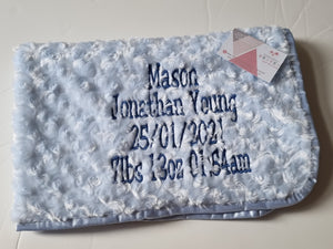 Blue full personalisation Rosebud Blanket