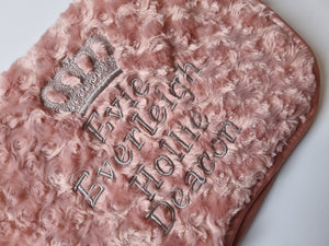 Rose gold fluffy blanket birth details