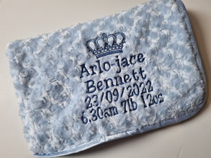Blue full personalisation Rosebud Blanket