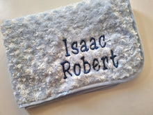 Load image into Gallery viewer, Blue full personalisation Rosebud Blanket

