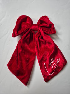 Personalised Red Velvet Bow