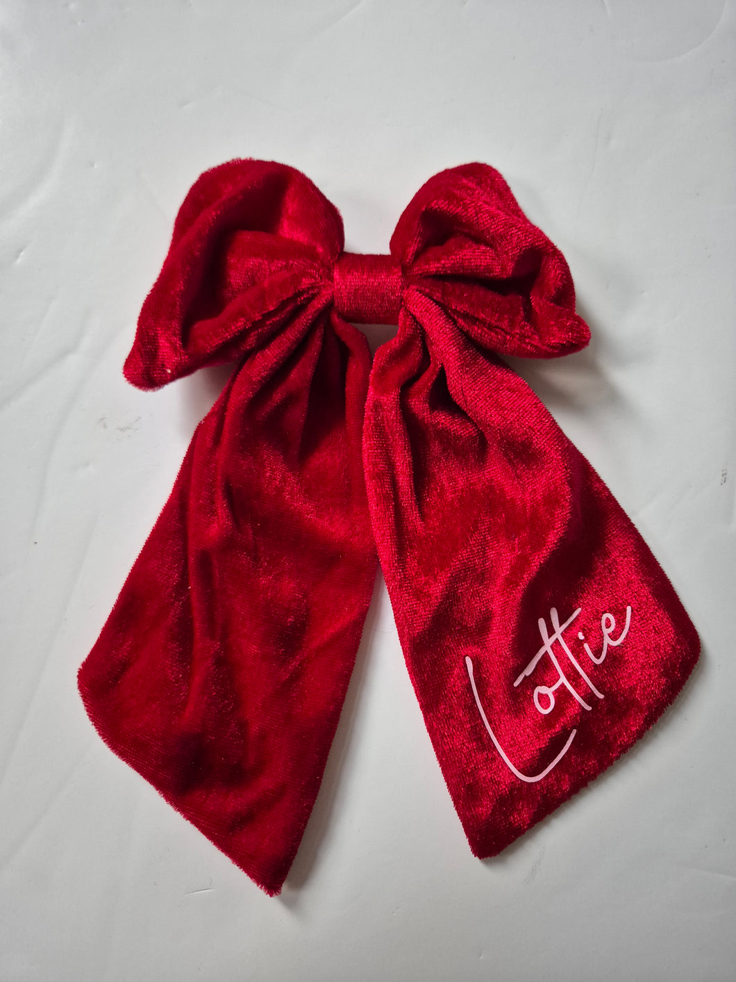Personalised Red Velvet Bow