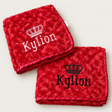 Load image into Gallery viewer, Personalised Red Baby Rosebud Blanket

