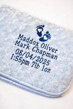 Load image into Gallery viewer, Feet Design Personalised baby Blanket comforter birth details
