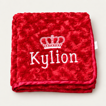 Load image into Gallery viewer, Personalised Red Baby Rosebud Blanket
