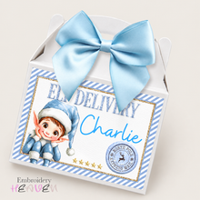 Load image into Gallery viewer, Personalised Empty Blue Christmas Elf Treat Box
