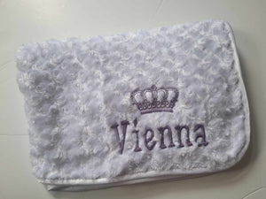 white full personalisation Rosebud Blanket