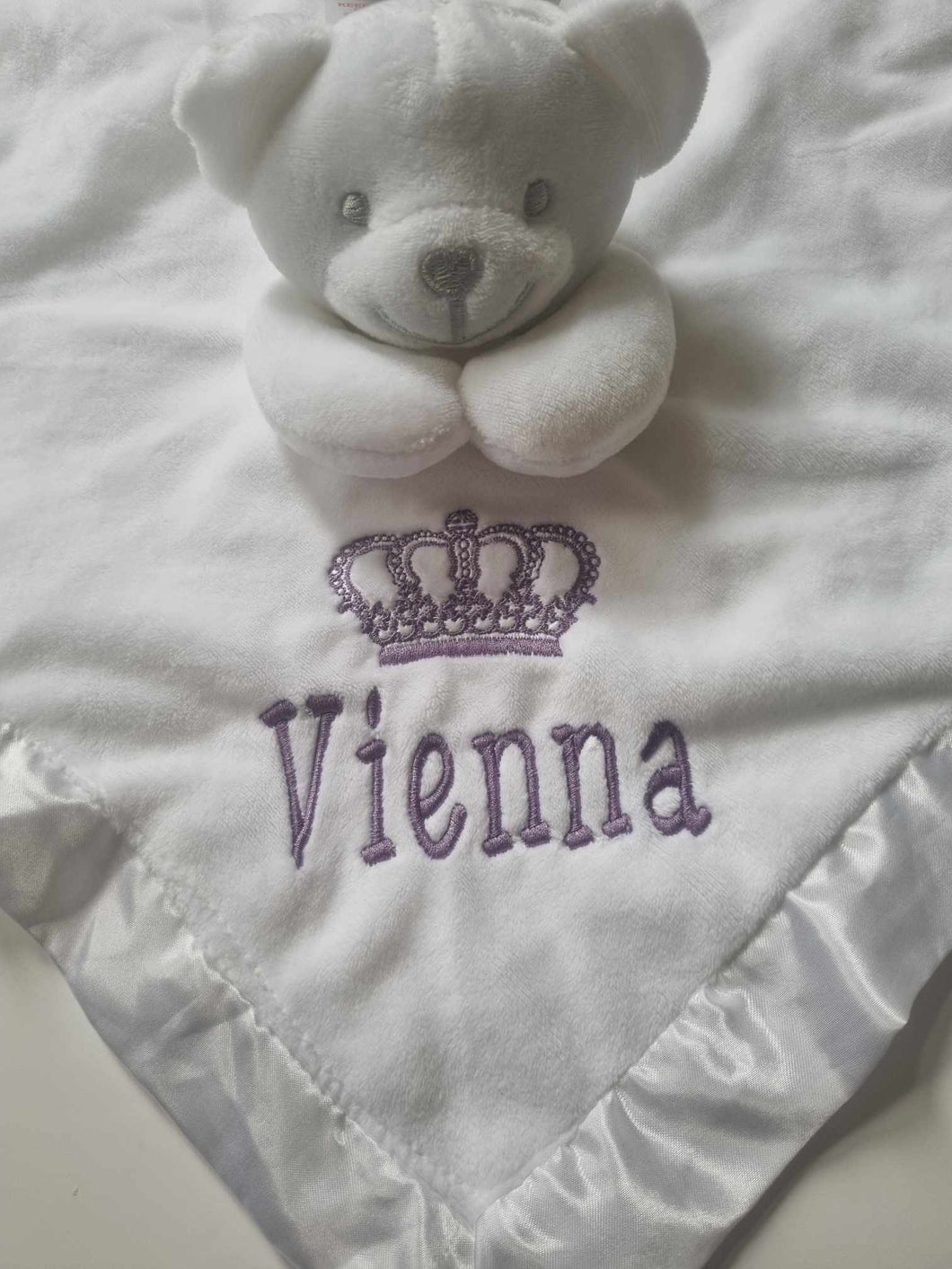 Personalised white bear Comforter