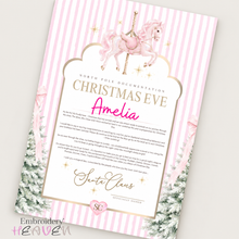 Load image into Gallery viewer, Personalised Christmas Eve Letter from Santa | Pink Carousel Design | A4
