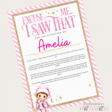 Load image into Gallery viewer, Personalised Pink Elf Behaviour Warning Letter – A4 Christmas Print
