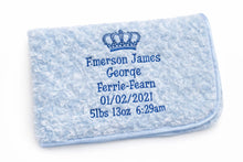 Load image into Gallery viewer, Blue personalised full embroidered Rosebud Blanket comforter
