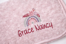 Load image into Gallery viewer, Rainbow Flower personalised embroidered Blanket NAME ONLY
