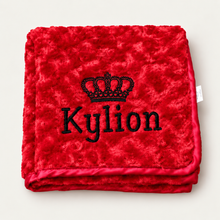 Load image into Gallery viewer, Personalised Red Baby Rosebud Blanket
