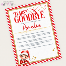 Load image into Gallery viewer, Personalised Red Elf Goodbye Letter – A4 Christmas Farewell Print
