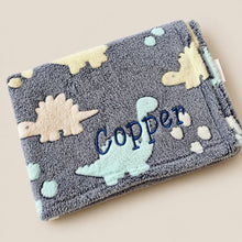 Load image into Gallery viewer, Dinosaur Personalised Blanket. NAME only
