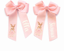 Load image into Gallery viewer, Personalised Easter Hair Bow – Bunny Name Clip
