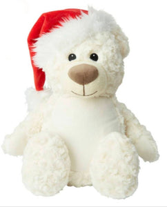 Personalised Cream Santa Christmas Bear