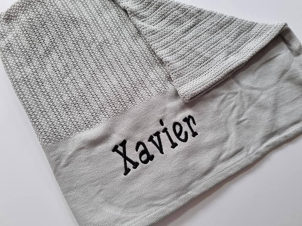 Grey Personalised Circular Baby Blanket