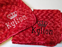 Load image into Gallery viewer, Personalised Red Embroidered baby Blanket comforter
