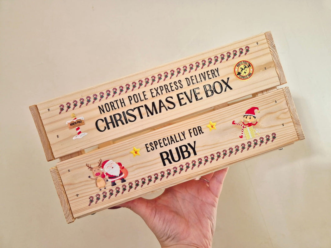 Personalised Christmas Eve Wooden Crate | Custom Name