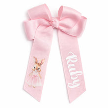 Load image into Gallery viewer, Personalised Easter Hair Bow – Bunny Name Clip
