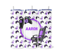 Load image into Gallery viewer, Purple Gaming personalised Tumbler cup

