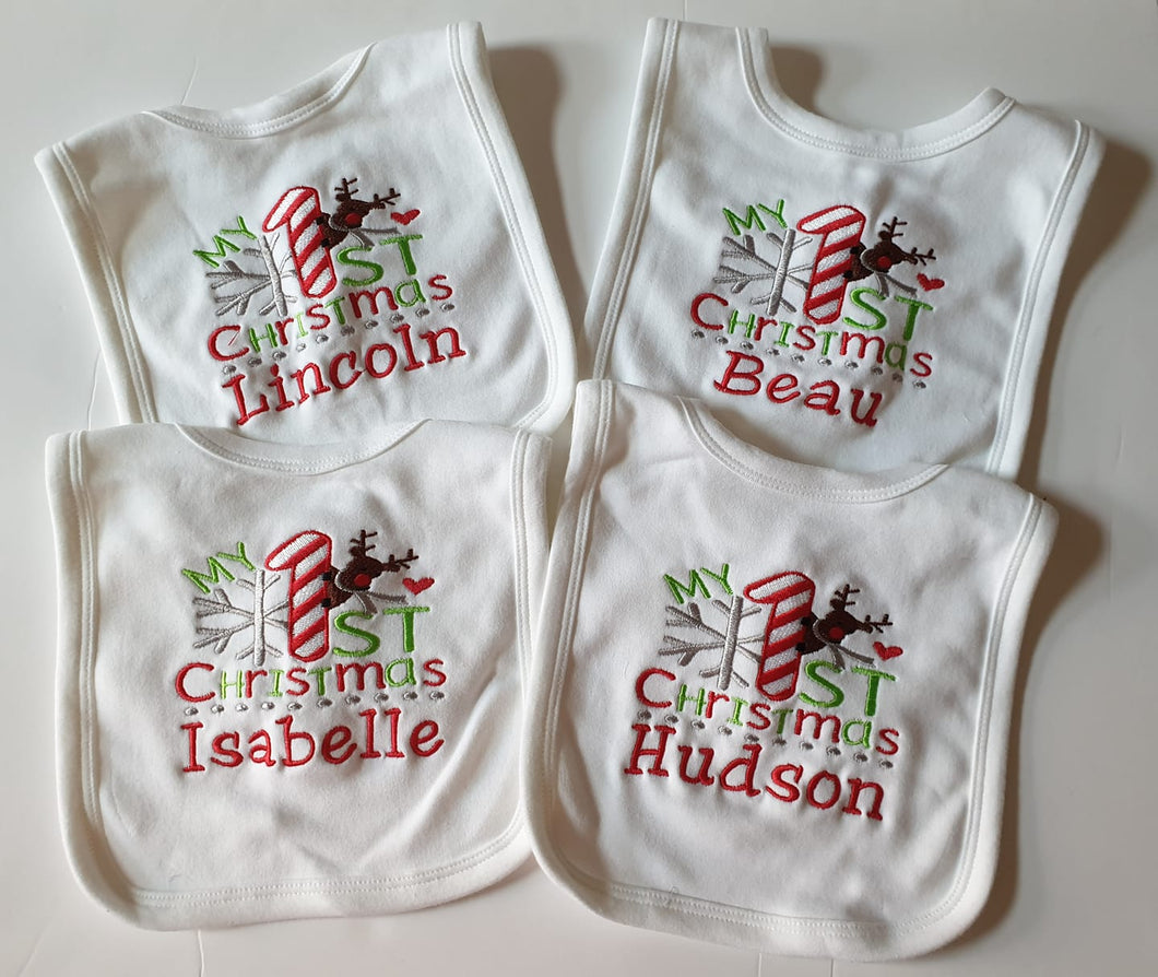 Baby’s Christmas Bib – Personalised Name
