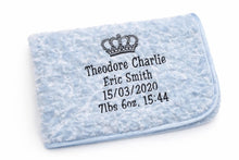 Load image into Gallery viewer, Blue personalised full embroidered Rosebud Blanket comforter
