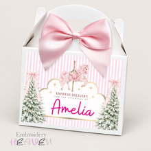 Load image into Gallery viewer, Personalised Christmas Treat Box Pink Carousel Gift Box

