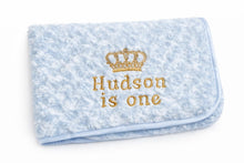 Load image into Gallery viewer, Blue personalised full embroidered Rosebud Blanket comforter
