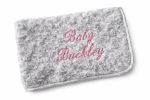 Load image into Gallery viewer, grey full personalised embroidered baby Rosebud Blanket comforter
