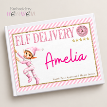 Load image into Gallery viewer, Personalised Pink Elf Delivery Empty Christmas Eve Box
