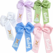 Load image into Gallery viewer, Personalised Easter Hair Bow – Bunny Name Clip

