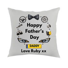 Load image into Gallery viewer, Personalised Car Lover Father’s Day Cushion – Custom Dad/Grandad Gift Pillow
