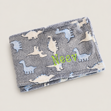 Load image into Gallery viewer, Dinosaur Personalised Blanket. NAME only
