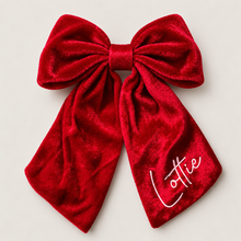Load image into Gallery viewer, Personalised Red Velvet Bow
