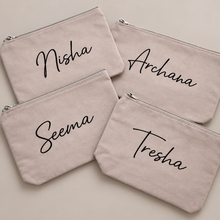 Load image into Gallery viewer, Personalized Grey Accessory Bag | Custom Name Makeup &amp; Travel Pouch
