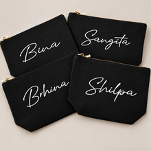 Load image into Gallery viewer, Personalized Black Accessory Bag | Custom Name Makeup &amp; Travel Pouch
