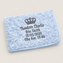 Load image into Gallery viewer, Blue personalised full embroidered Rosebud Blanket comforter

