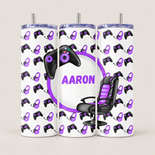 Load image into Gallery viewer, Purple Gaming personalised Tumbler cup
