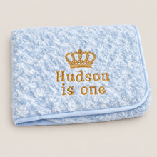 Load image into Gallery viewer, Blue personalised full embroidered Rosebud Blanket comforter
