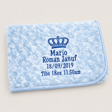 Load image into Gallery viewer, Blue personalised full embroidered Rosebud Blanket comforter
