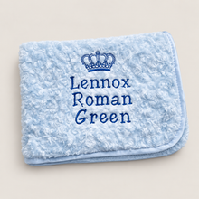 Load image into Gallery viewer, Blue personalised full embroidered Rosebud Blanket comforter
