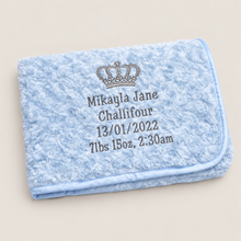 Load image into Gallery viewer, Blue personalised full embroidered Rosebud Blanket comforter
