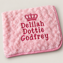 Load image into Gallery viewer, pink full personalisation Rosebud Blanket
