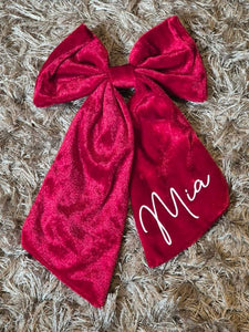 Personalised Red Velvet Bow