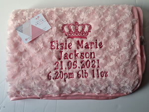 pink full personalisation Rosebud Blanket