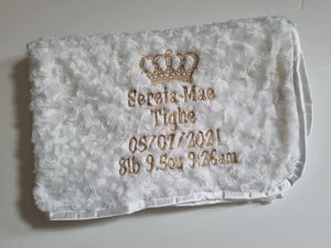 white full personalisation Rosebud Blanket